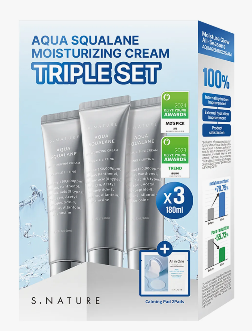 S.Nature Aqua Squalane Cream Triple Pack — value set deep moisture — Korean skincare Switzerland